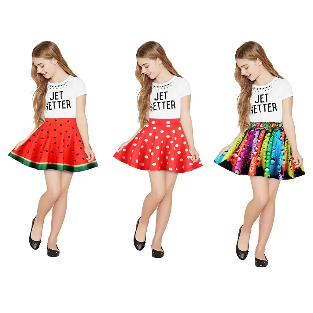 

CHAMSGEND Toddler Kids Girl Galaxy 3D Digital Printing Princess Casual Pleated Tutu Soft hand feeling Fashion Skirt FEB26 P35
