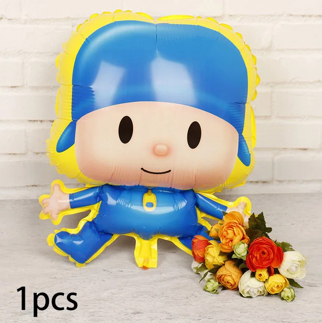 6pcs/lot Pocoyo Number Foil Balloons Set Baby Shower Birthday Party Christening Decor Supplies Kids Cartoon Figure Toys Globos - Цвет: 1pcs