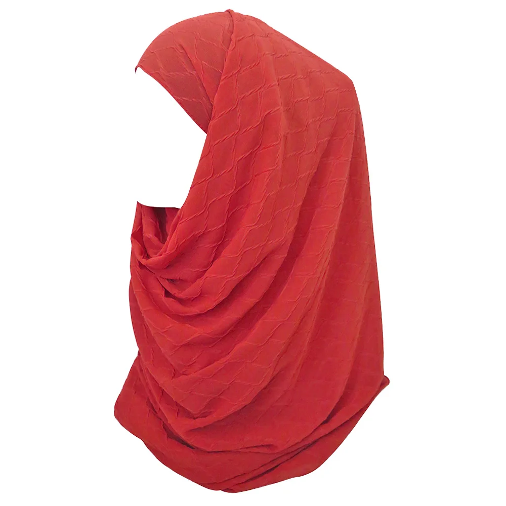 Ромба мусульманский хиджаб шифон платок шаль Обёрточная бумага - Цвет: 10 red