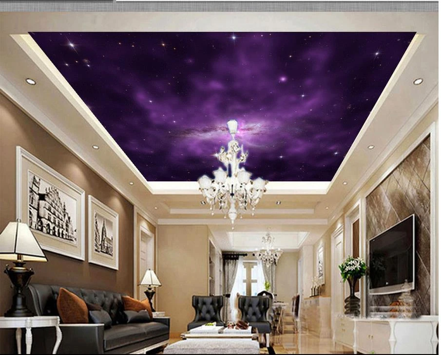 家の装飾のための紫色の天井の壁紙 Ceiling Murals Wallpaper Mural Wallpaperwallpaper 3d Aliexpress