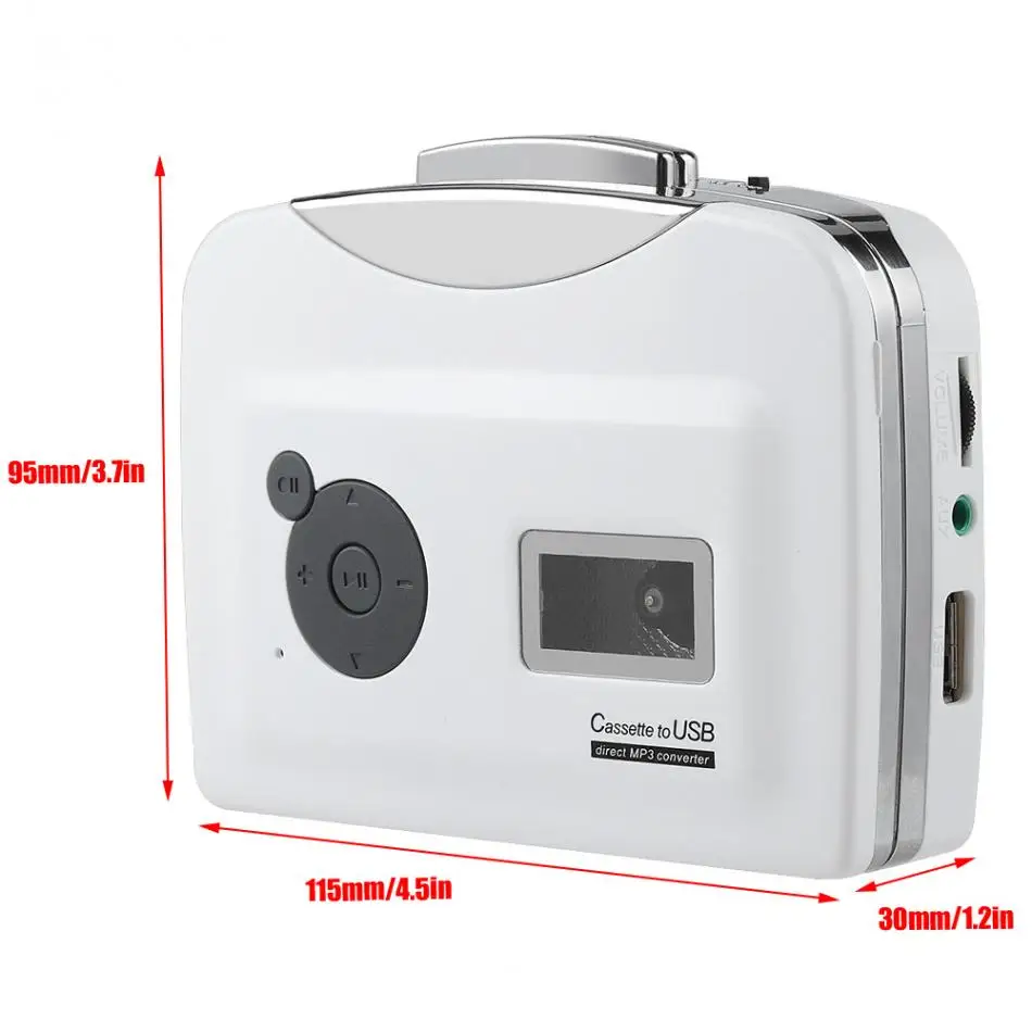 Portable Cassette Player USB Cassette Tape to MP3 Converter USB Flash Drive Capture Audio Music Player for Windows XP/Vista/7