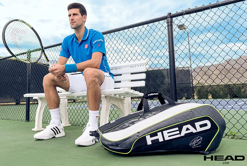 Сумка для тенниса Head Djokovic, оригинальная сумка для теннисной ракетки, двойная сумка на плечо, может держать 9 теннисных ракеток, Большой Вместительный теннисный рюкзак