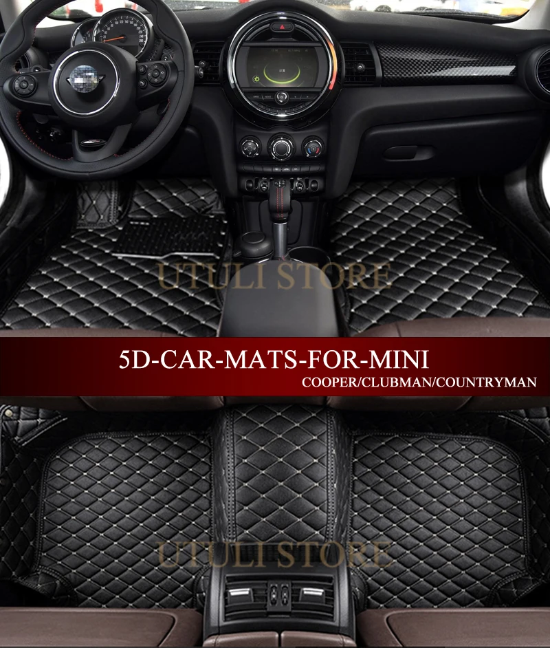 Leather Car floor mat carpet rug MINI Cooper clubman countryman paceman