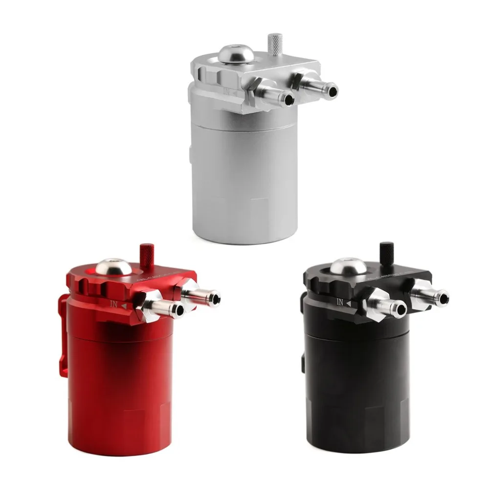 

Universal Cylinder Aluminum Engine Oil Catch Can Reservoir Tank Modified Car Accessory with Filter Hose Fitting Kit