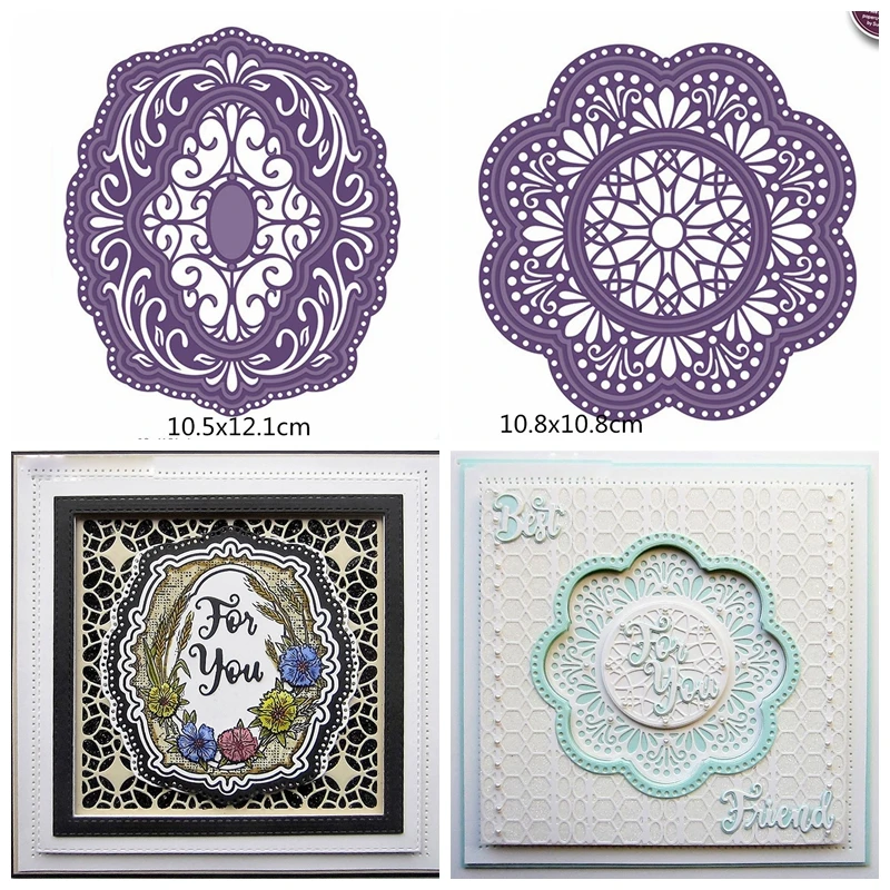 

Classic Lace Frame" Scrapbooking Die Cutting DIY Silver Photo Card Album Making Embossing Stencil Handicraft Template