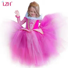 LZH 2017 Summer Cinderella Dress Girl Party Dress Sleeping Beauty Rapunzel Girl Princess Dress Costume For