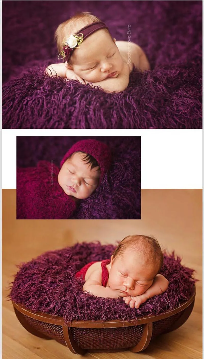 Newborn Baby Soft Faux Fur Photograph Prop Blanket Infant Sleeping Swaddle Blankets Baby Shower Gift 50x80cm