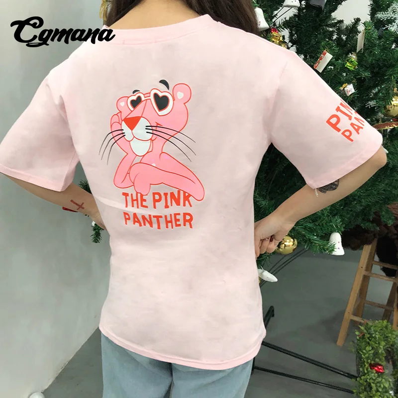 CGmana футболка женская летняя ulzzang с коротким рукавом розовый хлопок свободная
