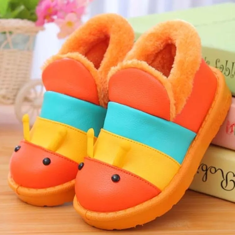 Image 2015 Winter cartoon caterpillar children home slippers girls shoes waterproof boys snow boots comfortable warm kids cotton shoes