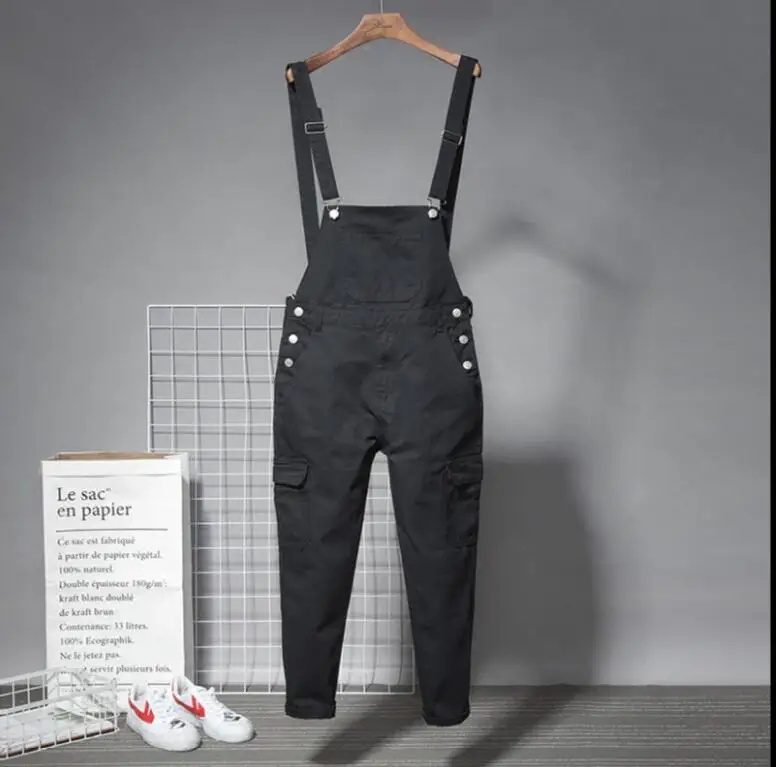

2019Japanese trend casual jumpsuits male summer blue wild pants men loose piece Korean suspenders pants