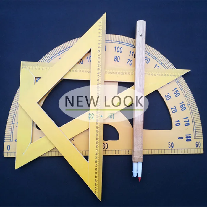 

Triangular plate triangular ruler compasses four sets of wood drawing teaching aids teaching large
