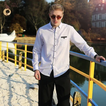 

Aoliwen 2018 New Fashion Light-Colored Printed Long-Sleeved Male Shirt High-Quality Slim Men'S Pocket Shirt Size M-5Xl