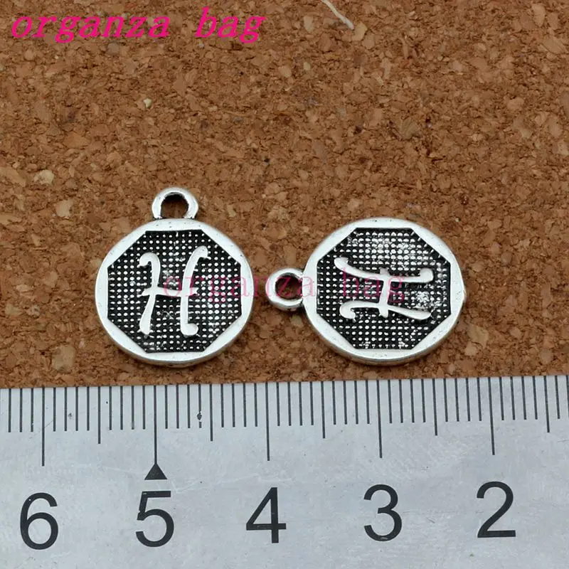 Двусторонняя "X" Алфавит Первоначальный сплава Подвески Модные украшения DIY 100 шт./лот старинное серебро 14,8x28,2 мм A-398