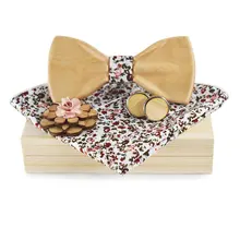 Элегантный Для мужчин фон для фотографирования свадеб брошь в виде цветка, 3D лук галстук-платок в деревянной коробке запонка галстук-бабочка с цветочным принтом клетка, горошек платок нагрудный платок