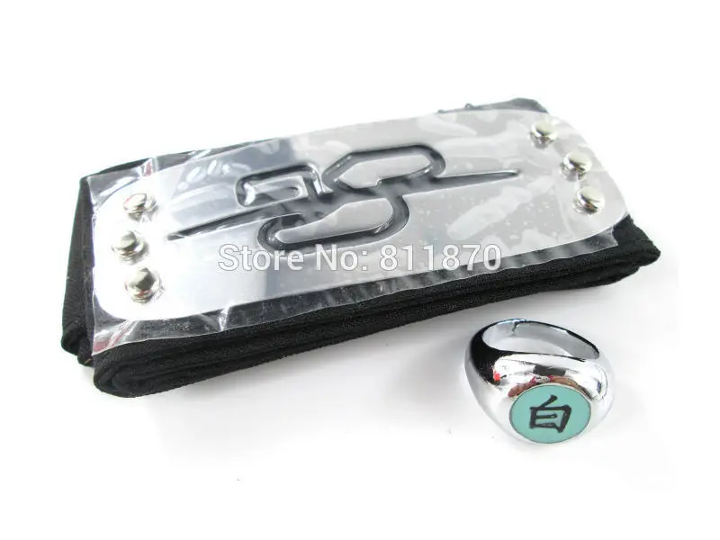 Naruto Cosplay Akatsuki Konan Ninja Headband+Cartoon Logo Ring 2Pcs/Set
