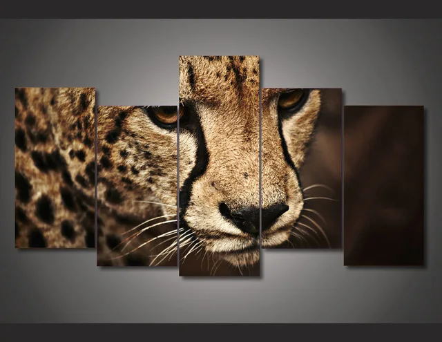 Canvas Painting New 5 Piece Animal Cheetah Picture Wall Animal Cheetah Picture Painting Wall