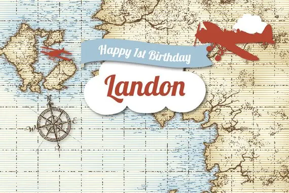 

custom vintage airplane old world map backdrop High quality Computer print party backgrounds
