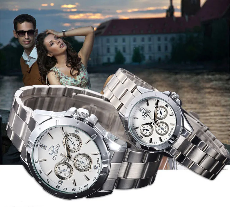 CHENXI брендовые роскошные серебряные мужские повседневные часы, Модные Качественные Часы из нержавеющей стали, деловые часы для мужчин и женщин, часы для влюбленных