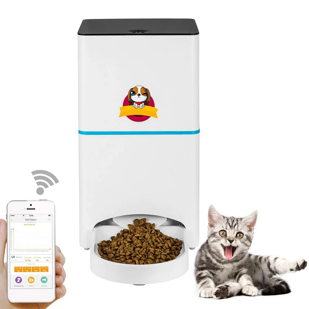 

Pet Dog Cat Automatic Feeder 2.4Ghz Wifi Pet Feeder With App for Portion Control & Feeding Time Setting Dog/Cat Food Dispenser