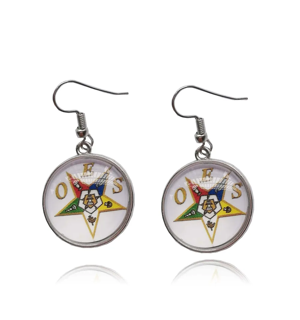 

Order of the Eastern Star OES round dangle Earrings