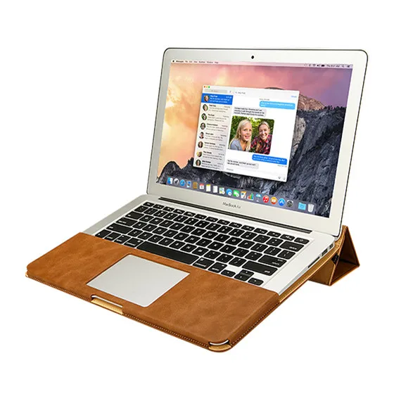 brown Jisoncase кожаный чехол-подставка для MacBook Air Pro retina 11 12 13 15 дюймов Чехол-книжка роскошные сумки для ноутбуков чехол s PU - Цвет: brown
