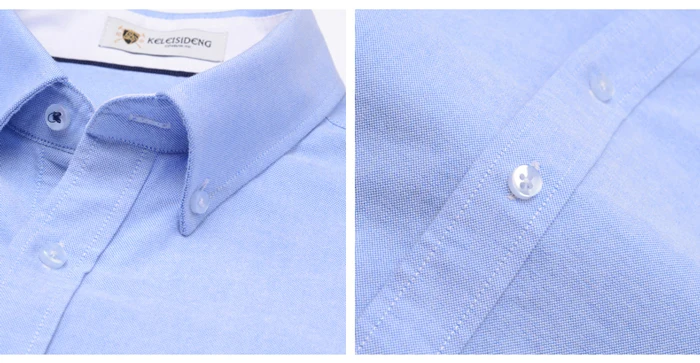 Мужской джинсовый синий однотонный Оксфорд Платье рубашка с одним нагрудным карманом средний вес 100% хлопок длинный рукав приталенные