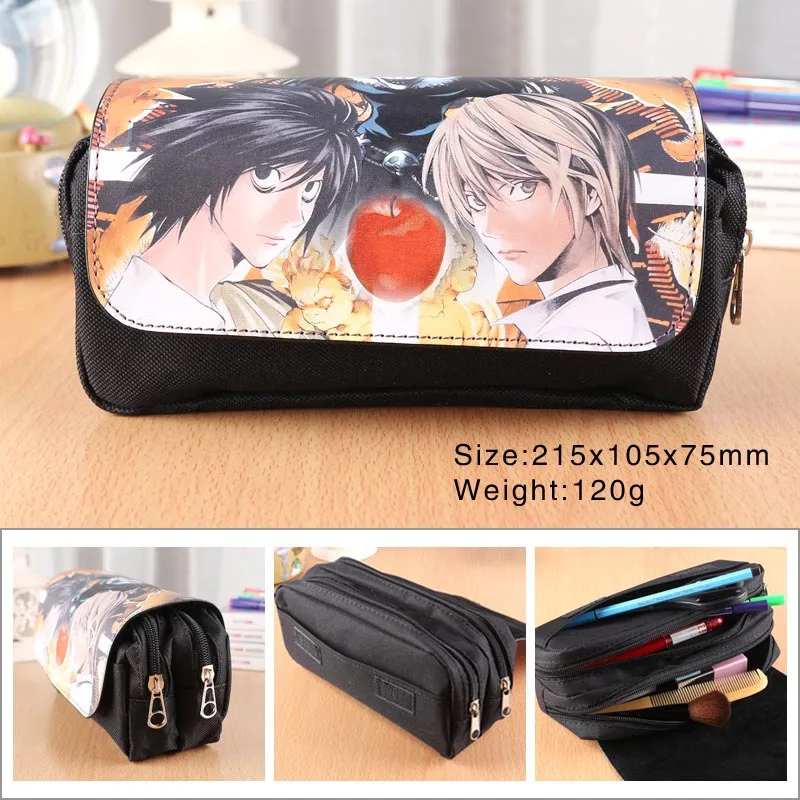 Anime Death Note Pensil Tas Pu Kulit Double Ritsleting Flip Penutup Multilayer Pensil Sekolah Kreatif Makeup Tas Pensil Tas Aliexpress