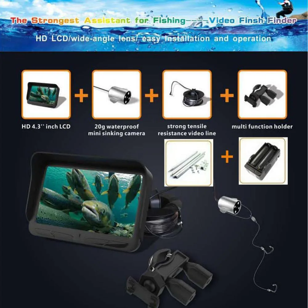 Оригинал 30 м Профессиональный рыбоискатель подводная Рыбалка на льду в формате 720p камера ночного видения 6 ИК-светодиодов 4.3 дюймов ЖК-монитор