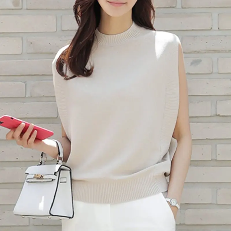 

Summer Elegant Vintage Office Ladies Korean Women Crops Top Loose Plain 2019 Japan Style Casual Girls Female Fashion Tank Tops