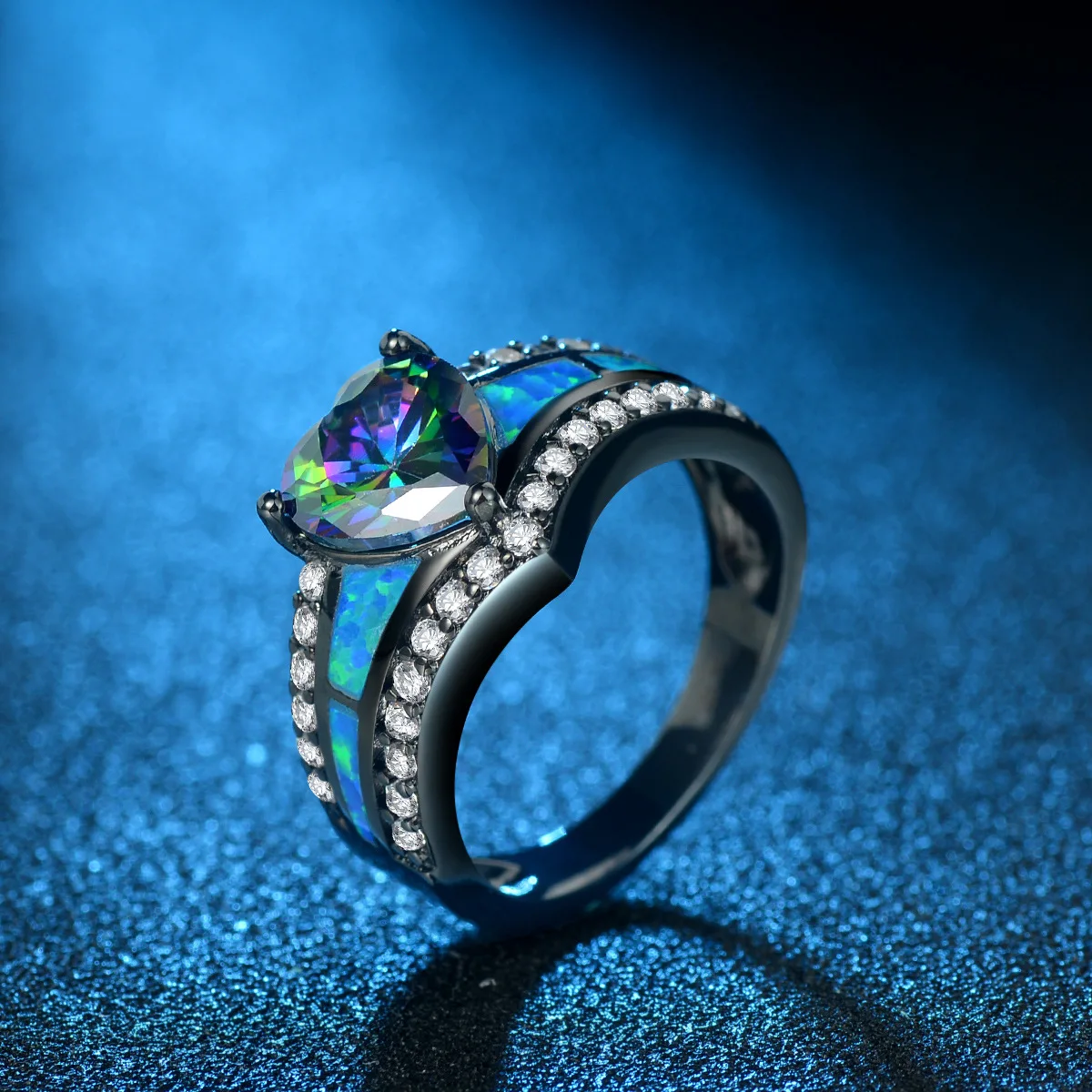Модные Классические любящее цвета Сердце CZ черный Цвет кольцо красивый Для женщин ювелирные изделия оптом кольца
