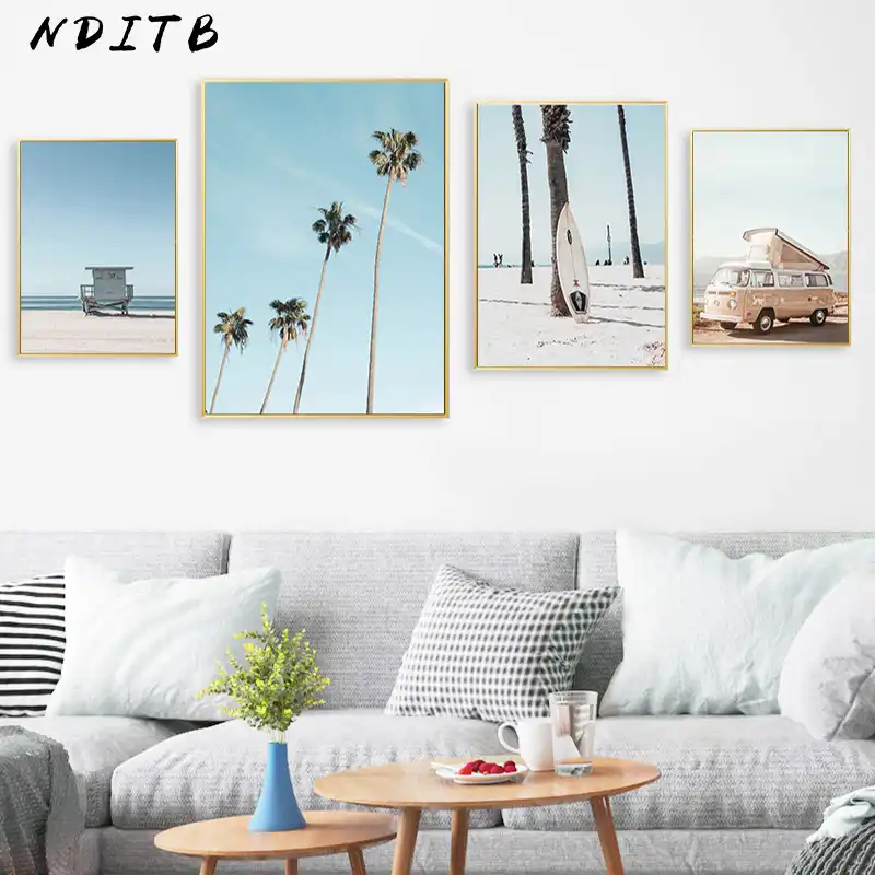 Cartel De Lienzo De Playa De Mar Costero Arte De Pared