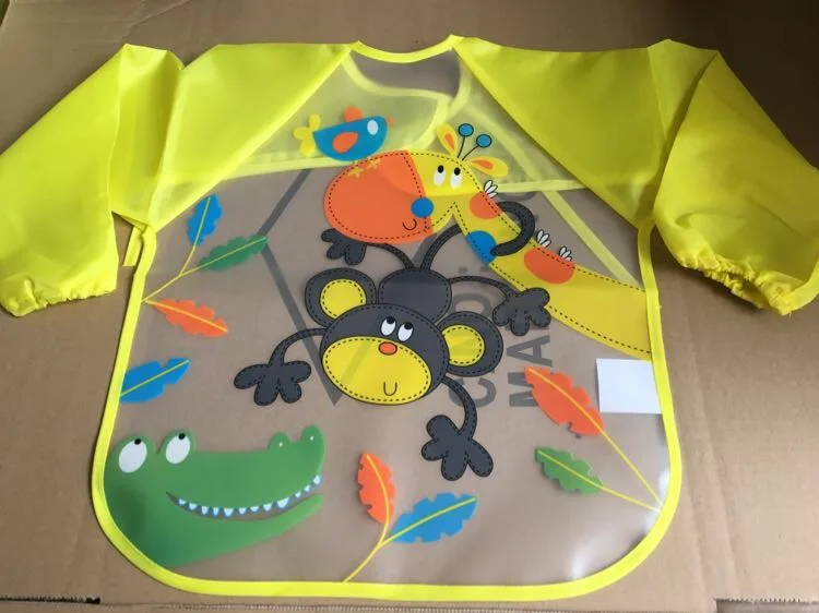 1yellow giffirate Фартук детский Милый Мультфильм Детские Нагрудники С Длинным Рукавом Фартук Искусства Животных Халат Детей Нагрудник Burp Одежда Мягкие Кормления Съесть Малыша Водонепроницаемый Baberos фартук дети - Цвет: 1yellow giffirate
