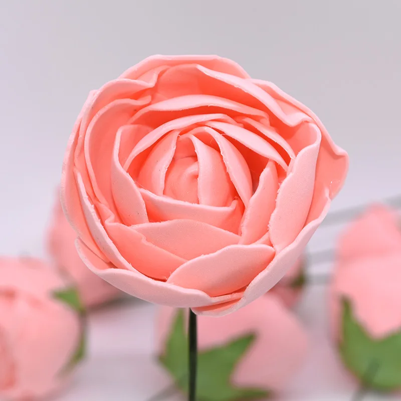 5pcs/lot 6cm Rose Flowers Artificial PE Foam Flower Bridal Bouquet