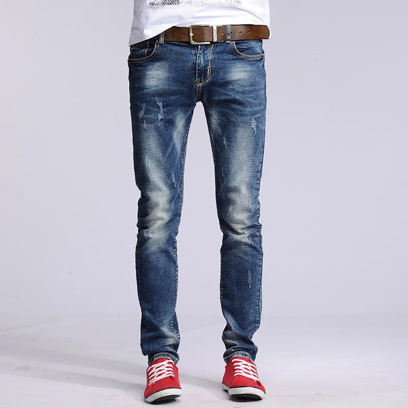 Men's Hole Patch Ripped Jeans Men Slim 