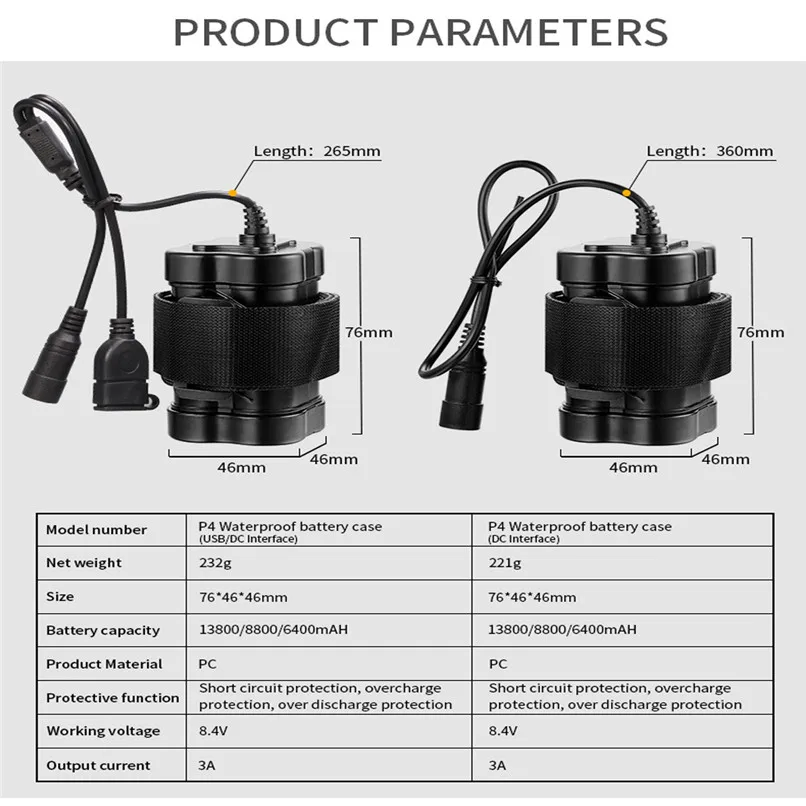 Top 8.4V 18650 Battery Pack Bicycle Lights Waterproof Battery Pack Case House Cover For Bicycle Bike Lamp Bike accessories #2g30 7