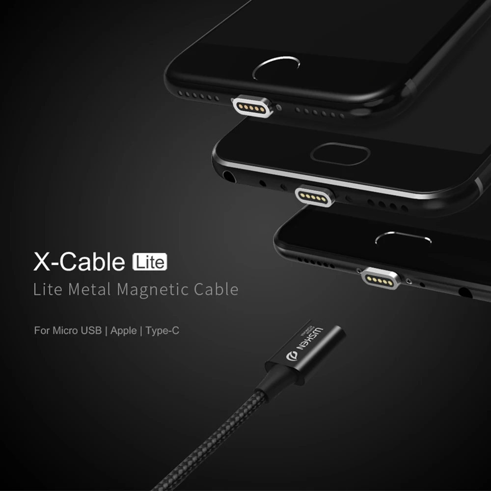 WSKEN Lite1 микро USB кабель Быстрая зарядка Магнитный кабель USB Магнитный кабель для зарядного устройства для iPhone type-c USB-C кабель 1 м