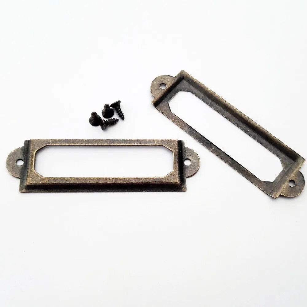 Antique Brass Golden Metal Label Pull Frame Handle File Name Card Holder For Furniture Cabinet Drawer Box Case Bin 12Pcs 17*60mm furniture handles,kitchen door handles