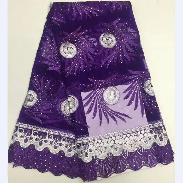 

2018 French Lace Fabric With Beads Purple African Lace Fabric High Quality 2018 Net Lace Nigerian Material Dress for women
