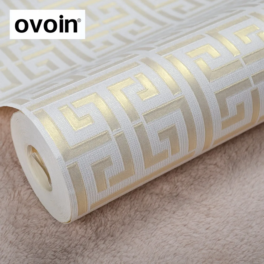 Online Get Cheap Textured White Wallpaper -Aliexpress.com Greek Key Textured Gold White Wallpaper Modern Geometric Metallic Vinyl Wall Paper Roll Teal White / - Online Get Cheap Textured White Wallpaper -Aliexpress.com
