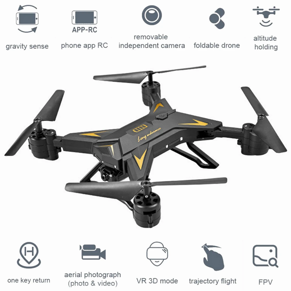 KY601S plegable RC Quadcopter Cámara Drone HD 1080 P WIFI FPV Selfie Drones helicóptero remoto 4 canales gran angular largo duradera
