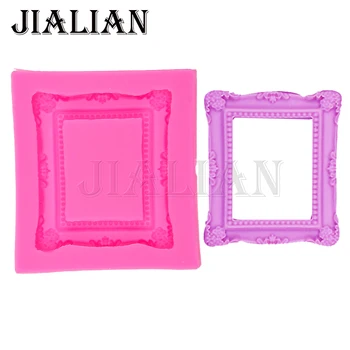 

HOT Retro Fashion Frame Chocolate Mold for the Kitchen Baking Cake Tools DIY fondant 3D silicone Decoration Mould T0523