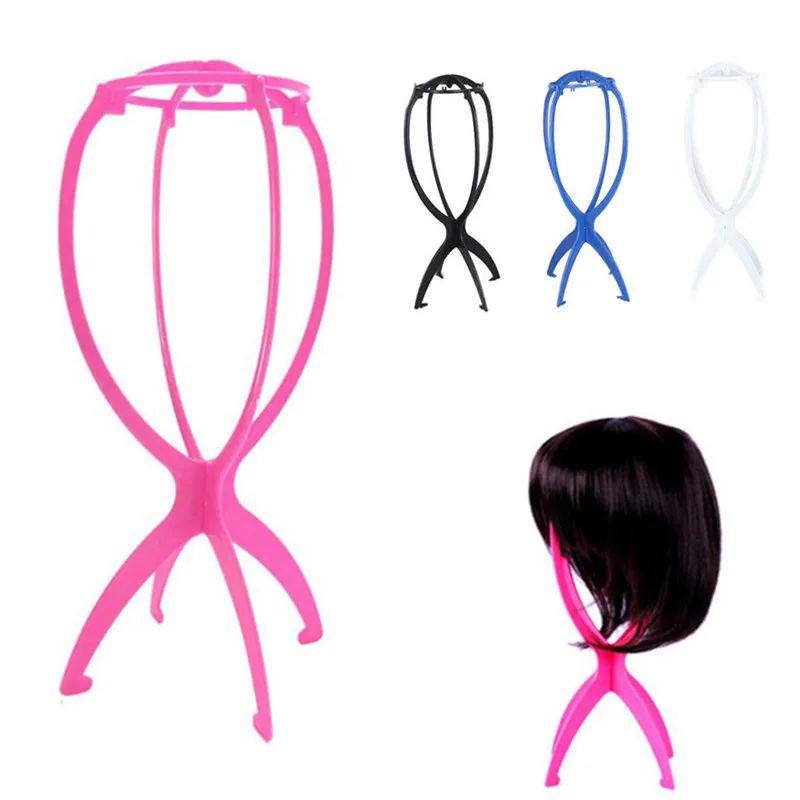 

1Pc Pink/black Wig Stands Folding Durable Hair Wig Hat Salon Fashion Model Dummy Head Holder Stand Display Styling Tool
