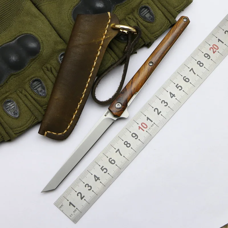 TIGEND PA48 Портативный нож для фруктов M390 лезвие с деревянной ручкой складной медный