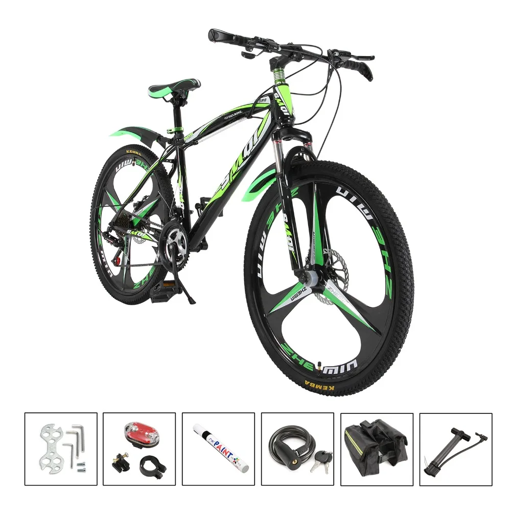 Flash Deal RU Black mountain bike 21 Speeds 26"aluminum alloy folding variable speed cycling double vibration damping brakes+2-1 Baby Seat 9