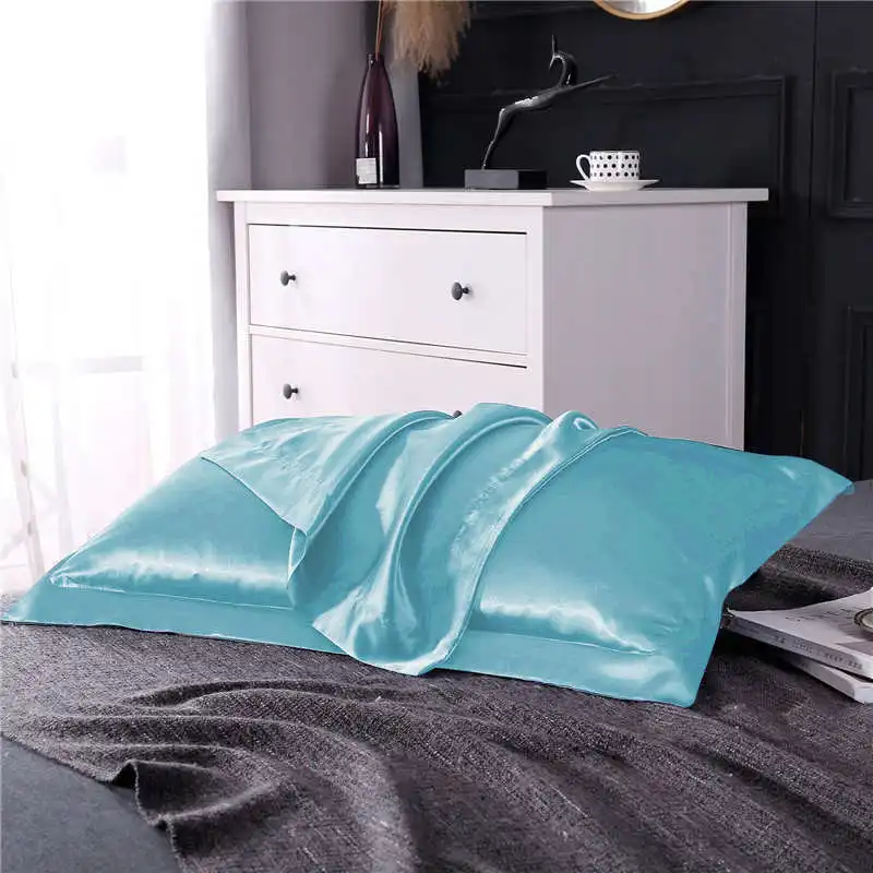 SlowDream Luxury White Nature Satin Silk Luxury Pillowcase Wholesale Queen King Silky Bed Pillow Case For Healthy Sleep - Цвет: 15