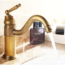 Античная латунный гусак Одиночная Вращающаяся ручка для ванной для кухни для раковины бассейна кран смесители anf007