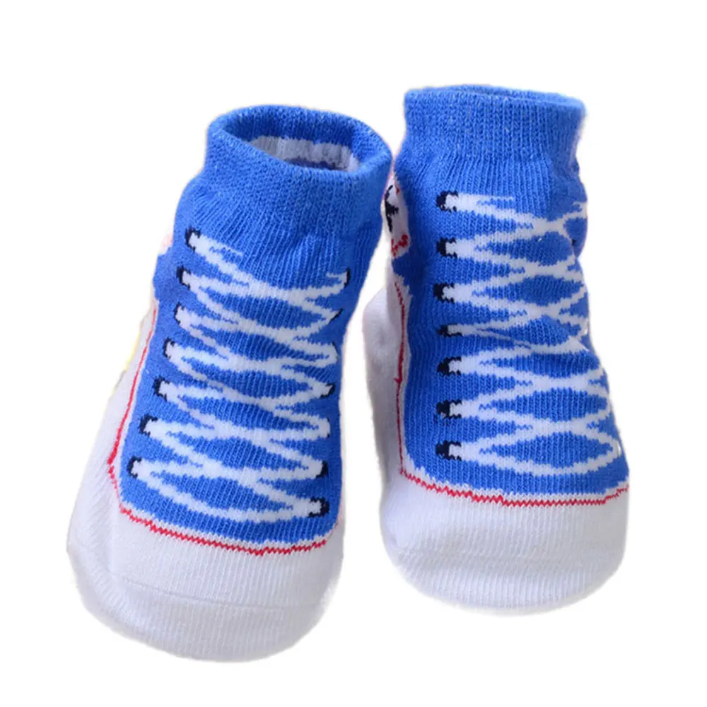 Хлопчатобумажные носочки для младенцев, обувь с 3D рисунком для малышей, яркие, креативные, милые, удобные - Цвет: dark blue
