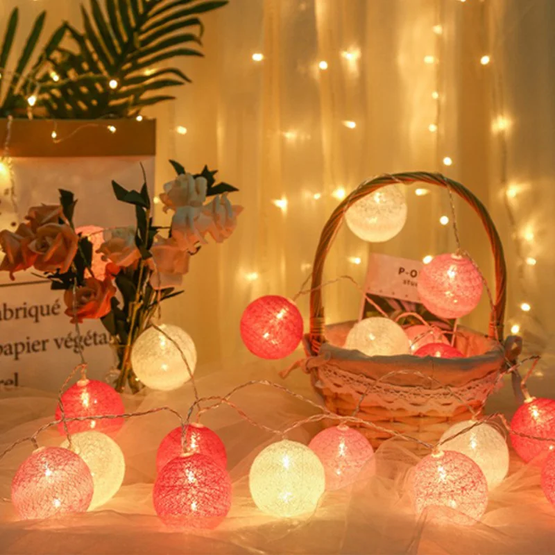 10/20/40/80 LED Ball String Battery Powered Fairy Lights Wedding Home Birthday Valentine's Day Event Party Garland Decor 1pcs rose flower string light 3m 20 leds fairy string lights battery powered 1 5m 10leds wedding valentine s day event party