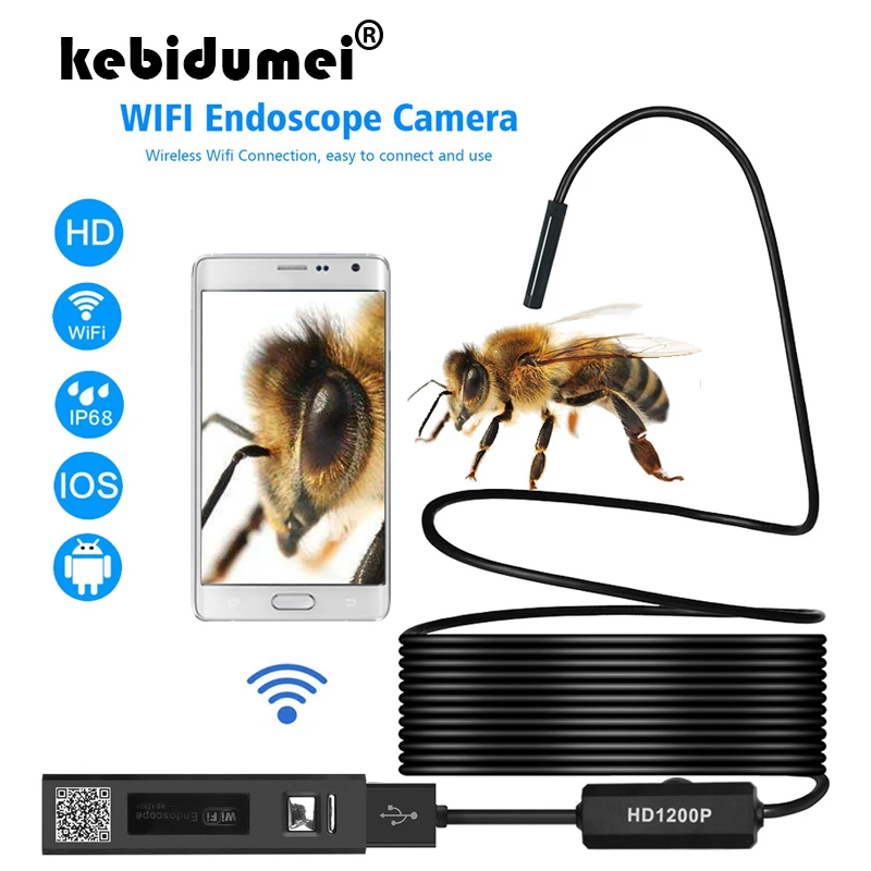 

2/5M Waterproof Mini WIFI Endoscope Camera Hard Cable Inspection Camera 8mm USB Endoscope Borescope For IOS Endoscope For Iphone