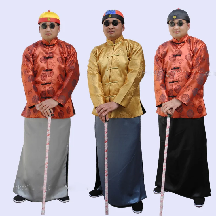 Chinese character button tang suit show dress Man clothing China traditional robe male costume peignoir  Chinese style Robe